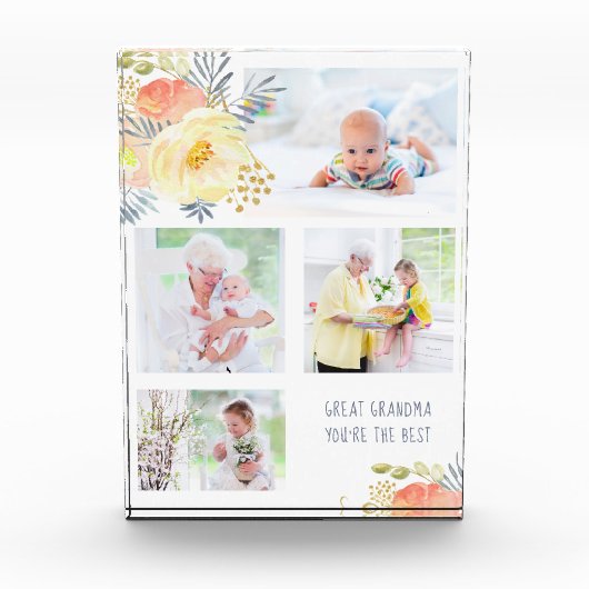 Grootmoeder, je bent de beste perzik gele bloemen fotoblokken (Voorkant)