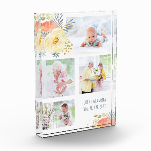 Grootmoeder, je bent de beste perzik gele bloemen fotoblokken (Links)