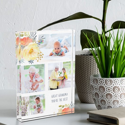 Grootmoeder, je bent de beste perzik gele bloemen fotoblokken