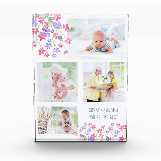 Grootmoeder je bent de beste roze vieze bloemen fotoblokken (Voorkant)