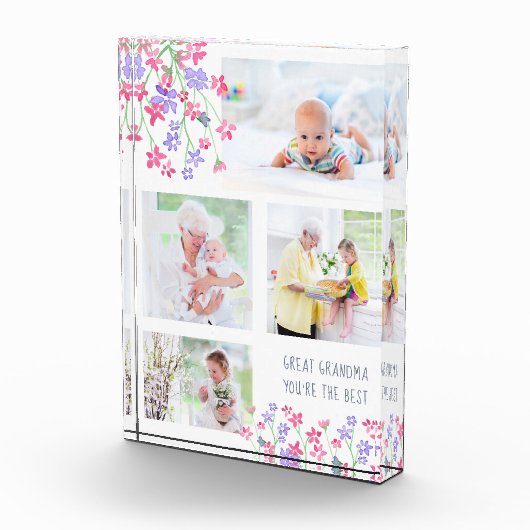 Grootmoeder je bent de beste roze vieze bloemen fotoblokken (Rechts)