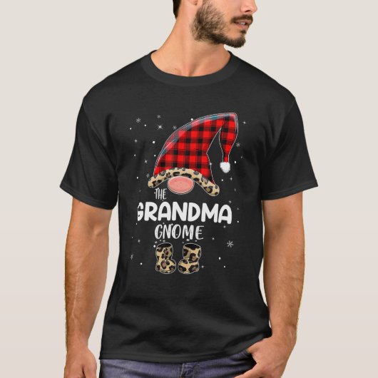 Grootmoeder Kabouter Buffalo Plaid Overeenkomstige T-shirt (Voorkant)