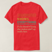 Grootmoeder kent alles wat vrouwen grappige moeder t-shirt (Design voorkant)