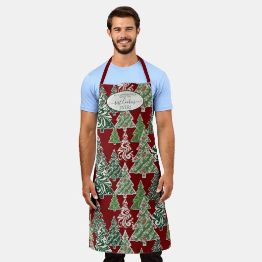 Grootmoeder kerstboom Waterverf koekjes bakken Schort (Gedragen)