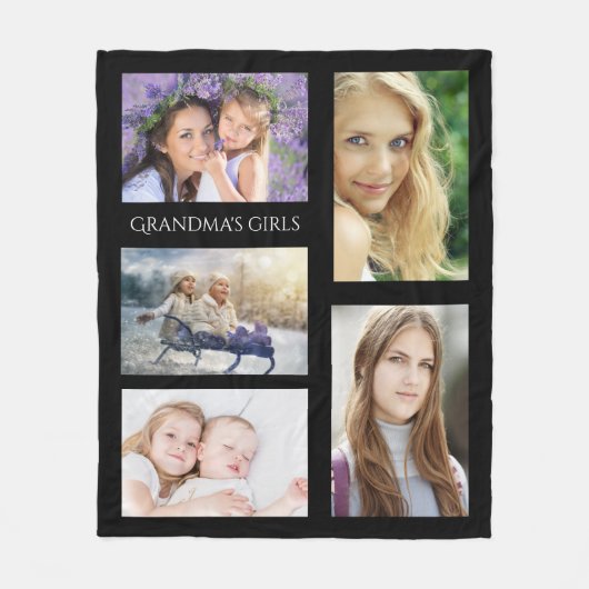 Grootmoeder kleinkinderen foto meisjes fleece deken (Voorkant)