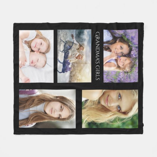 Grootmoeder kleinkinderen foto meisjes fleece deken (Voorkant (Horizontaal))