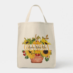 Grootmoeder kleinkinderen Namen Zonbloemen Tote Bag