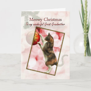 Grootmoeder, Meowy Kerstmis Feestdagen Kaart