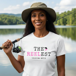 Grootmoeder met de grootste visrol ooit Roze Vis T-shirt
