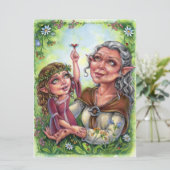 Grootmoeder met kleindochter Art Kaart Elves (Staand voorkant)