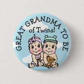 Grootmoeder met tweeling, Baby shower Button (Voorkant)