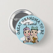 Grootmoeder met tweeling, Baby shower Button (Voorkant /achterkant)