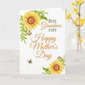 Grootmoeder Moederdag Floral Zonnebloem Kaart (Gele Bloem)