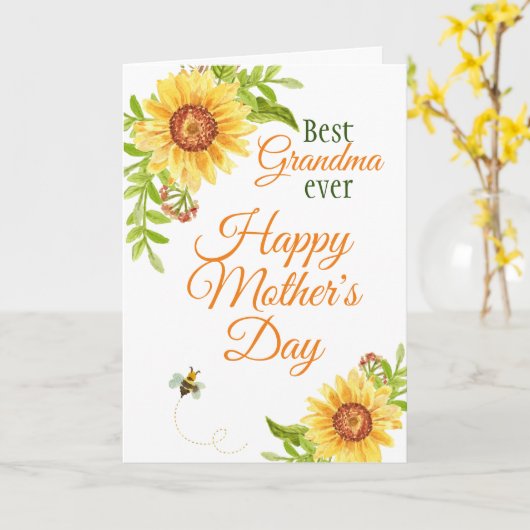 Grootmoeder Moederdag Floral Zonnebloem Kaart (Gele Bloem)