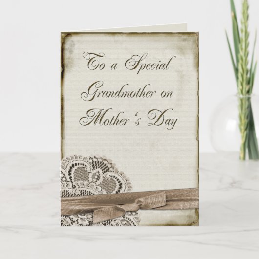Grootmoeder Moederdag Vintage Kaart (Voorkant)