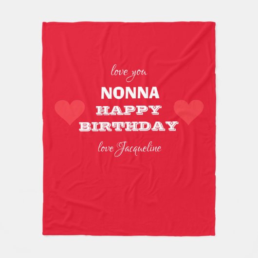 Grootmoeder NONNA Happy Birthday Custom Schattige Fleece Deken (Voorkant)