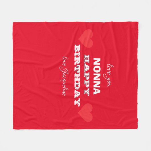 Grootmoeder NONNA Happy Birthday Custom Schattige Fleece Deken (Voorkant (Horizontaal))