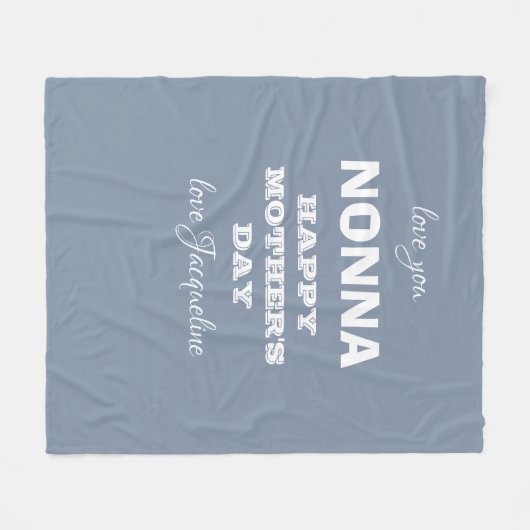 Grootmoeder NONNA Moederdag Custom Blue Schattige Fleece Deken (Voorkant (Horizontaal))