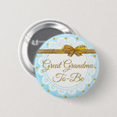 Grootmoeder om Baby shower Blue & Gold Button te z (Voorkant /achterkant)