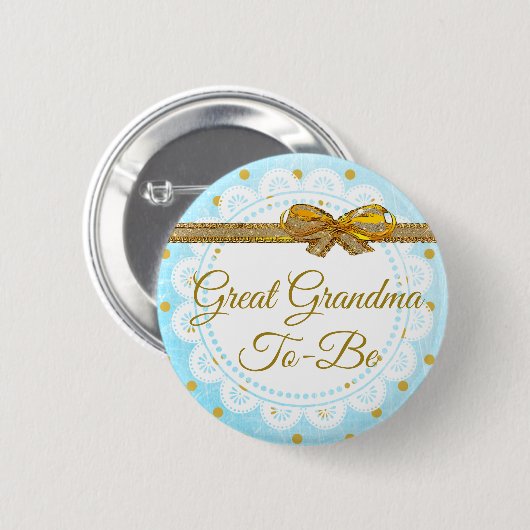 Grootmoeder om Baby shower Blue & Gold Button te z (Voorkant /achterkant)