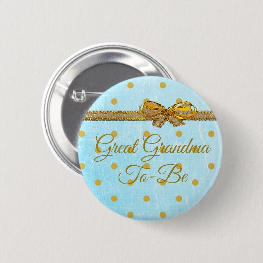 Grootmoeder om Baby shower Blue & Gold Button te z (Voorkant /achterkant)