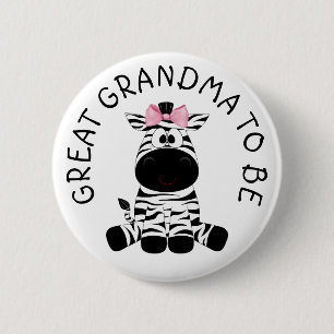 Grootmoeder om de Baby shower van het Zebra te zij Ronde Button 5,7 Cm