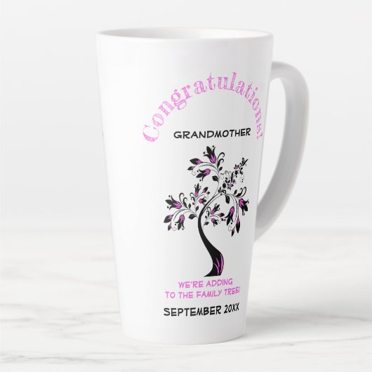 Grootmoeder om een roze familieboom te zijn kondig latte mok (Rechterhoek)