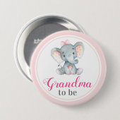 Grootmoeder om New Granny Baby Girl Shower Elephan Ronde Button 7,6 Cm (Voorkant /achterkant)