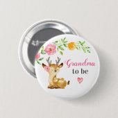 Grootmoeder om New Granny Baby Girl Shower Woodlan Ronde Button 5,7 Cm (Voorkant /achterkant)