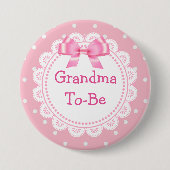 Grootmoeder om roze Stippen Baby shower Button te  (Voorkant)