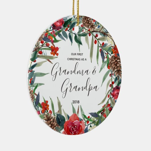 grootmoeder opa kerstversiering keramisch ornament (Rechts)