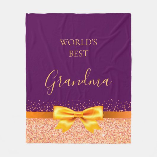 Grootmoeder paarse gouden boog fleece deken (Voorkant)