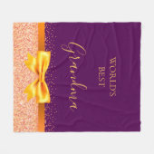 Grootmoeder paarse gouden boog fleece deken (Voorkant (Horizontaal))