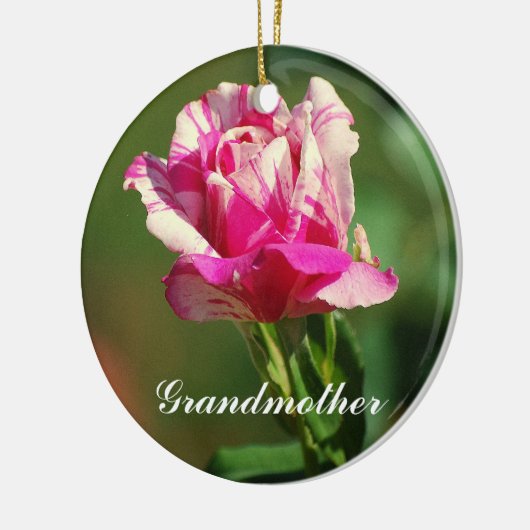 Grootmoeder Peppermint-kerstversiering Roos Keramisch Ornament (Links)