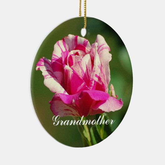 Grootmoeder Peppermint-kerstversiering Roos Keramisch Ornament (Rechts)