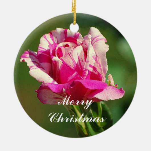 Grootmoeder Peppermint-kerstversiering Roos Keramisch Ornament (Achterkant)