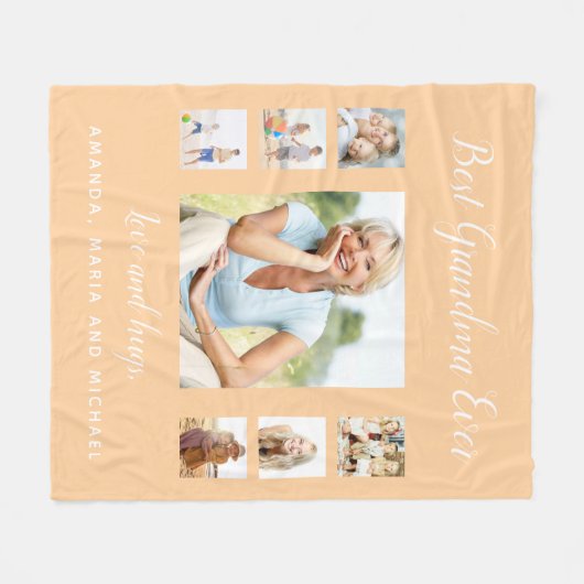 Grootmoeder perzik foto collage kleinkinderen fleece deken (Voorkant (Horizontaal))