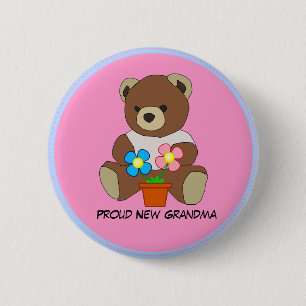 Grootmoeder: Proud New Grandma, Teddy Bear-knop Ronde Button 5,7 Cm