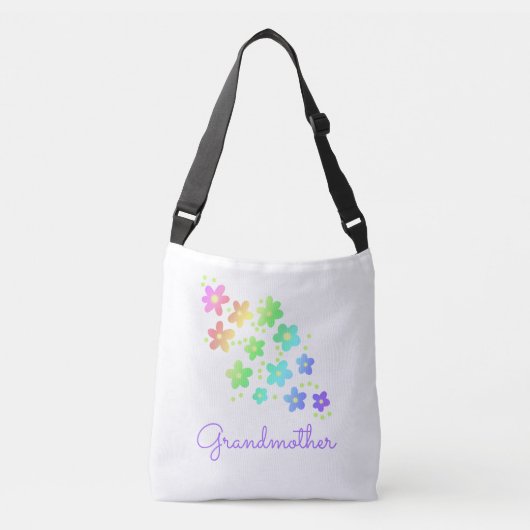 Grootmoeder Rainbow Flowers Crossbody Tas (Voorkant)