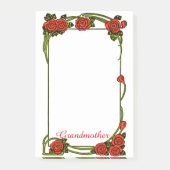 Grootmoeder - Rode rozen grens - Groot Post-it® Notes (Voorkant)