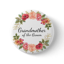 Grootmoeder roze roze rode Floral grote Button