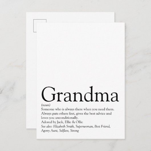 Grootmoeder, 's werelds beste oma briefkaart (Voorkant / Achterkant)