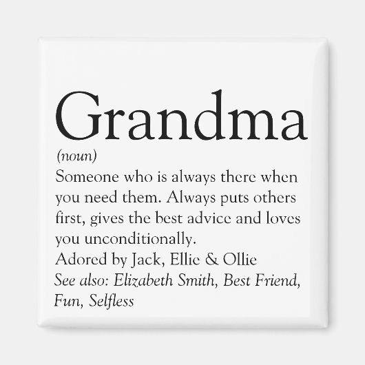 Grootmoeder, 's werelds beste oma magneet (Voorkant)