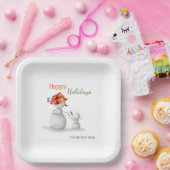 Grootmoeder Sneeuwman Vakantie Kerstfeest Papieren Bordje (Feest)