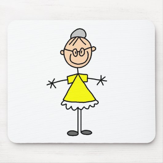 Grootmoeder Stick Figure Muismat (Voorkant)