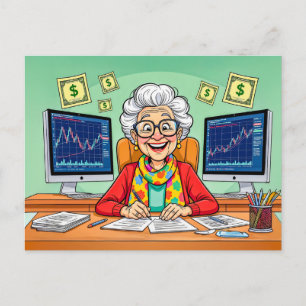 Grootmoeder Stock Trading Illustratie Feestdagenkaart