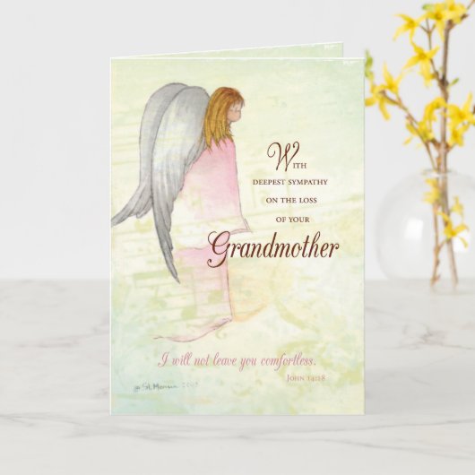 Grootmoeder sympathie engel kaart (Gele Bloem)