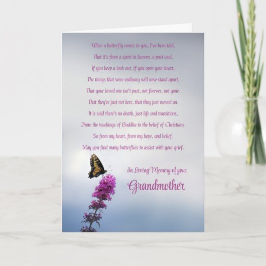 Grootmoeder sympathie Spirituele vlinder Kaart (Voorkant)