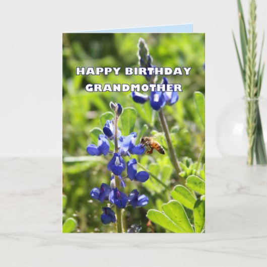 Grootmoeder Texas Bluebonnet Happy Birthday Kaart (Voorkant)