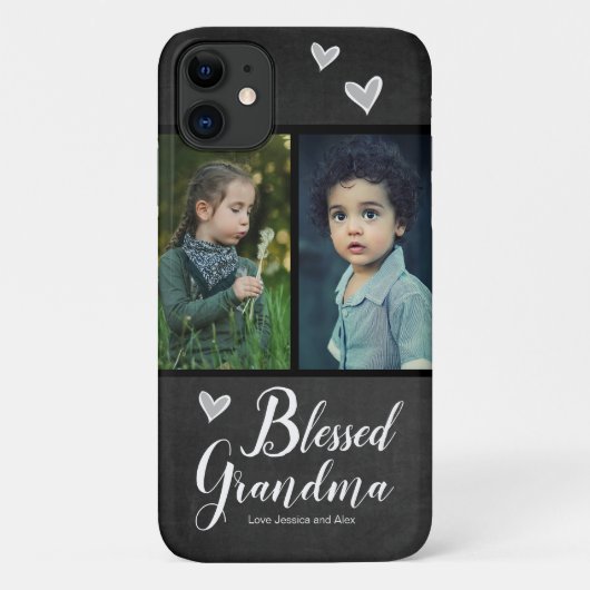 Grootmoeder twee-fotoalkboard zonder blozen Case-Mate iPhone case (Achterkant)